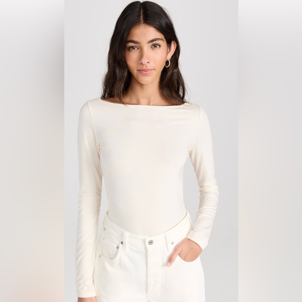 Reformation WILEY Cream Long Sleeve Top MEDIUM
